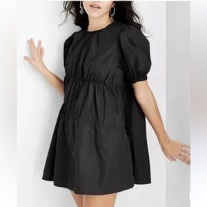 Chic Black Puff Sleeve Mini Dress